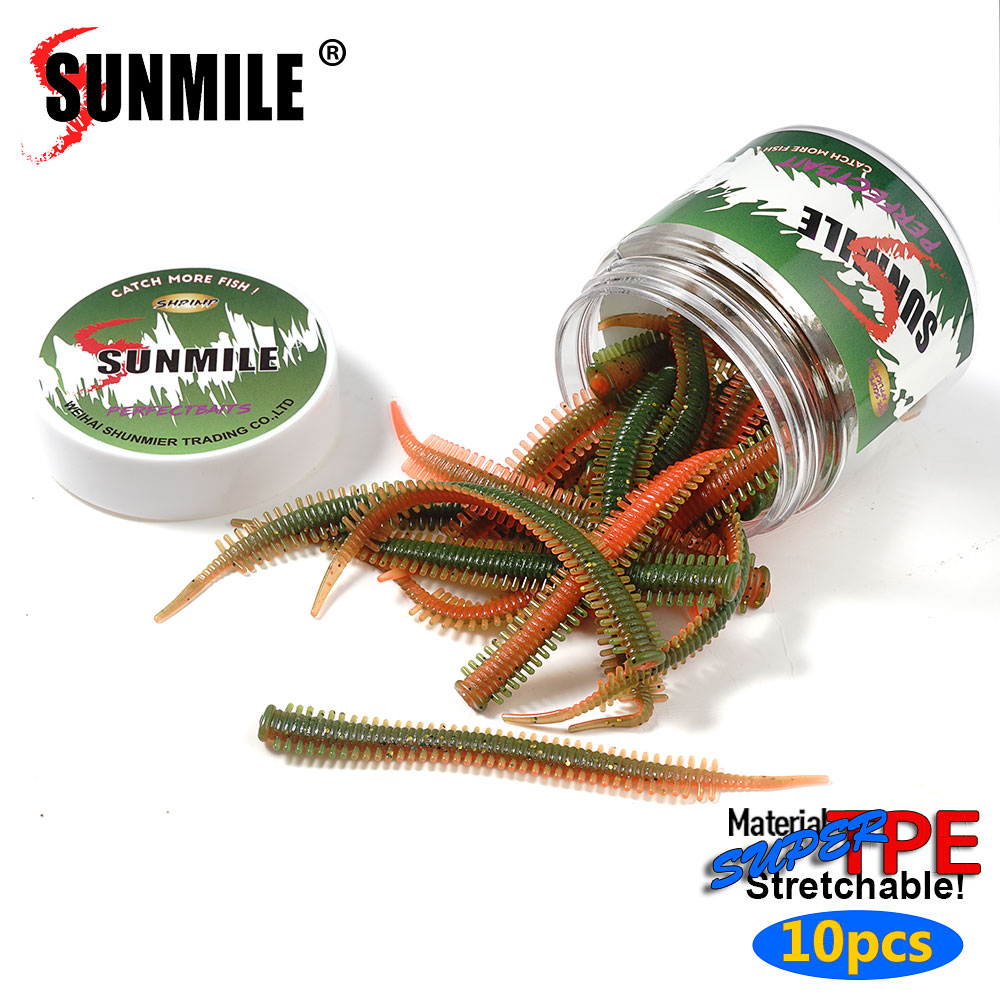 Fishing Lure Soft Plastic - SUNMILE 10 stuks zandwormlokmiddelen 8,2 cm